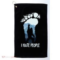 Funny Bigfoot I Hate People Golf Towel thumb 0