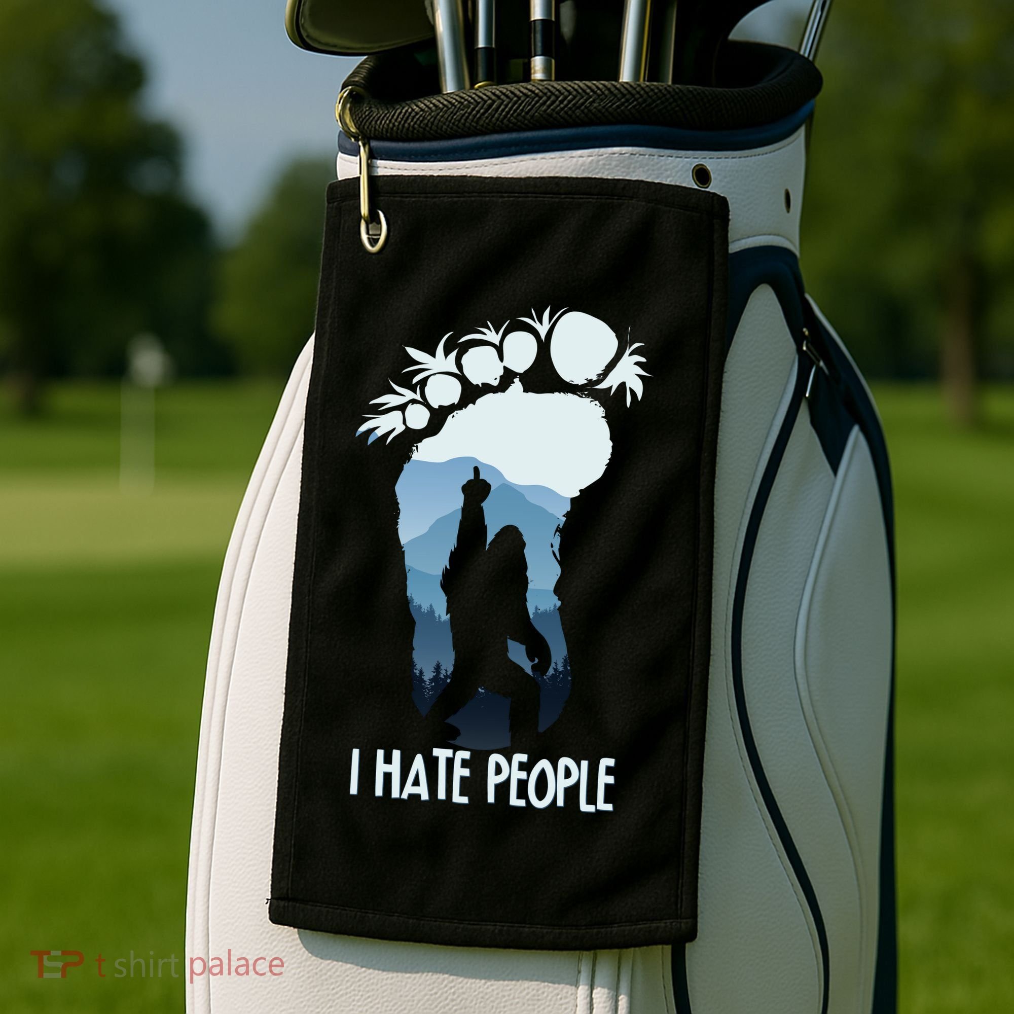 Funny Bigfoot I Hate People Golf Towel