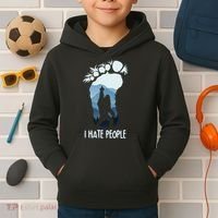 Funny Bigfoot I Hate People Kids Hoodie thumb 2