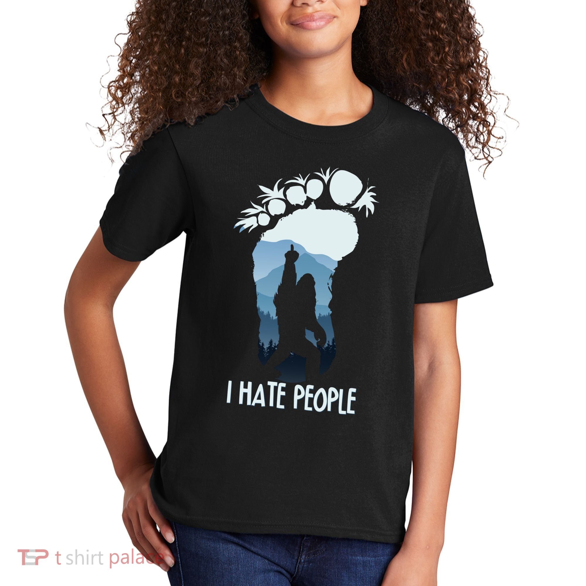 Funny Bigfoot I Hate People Kids T-Shirt