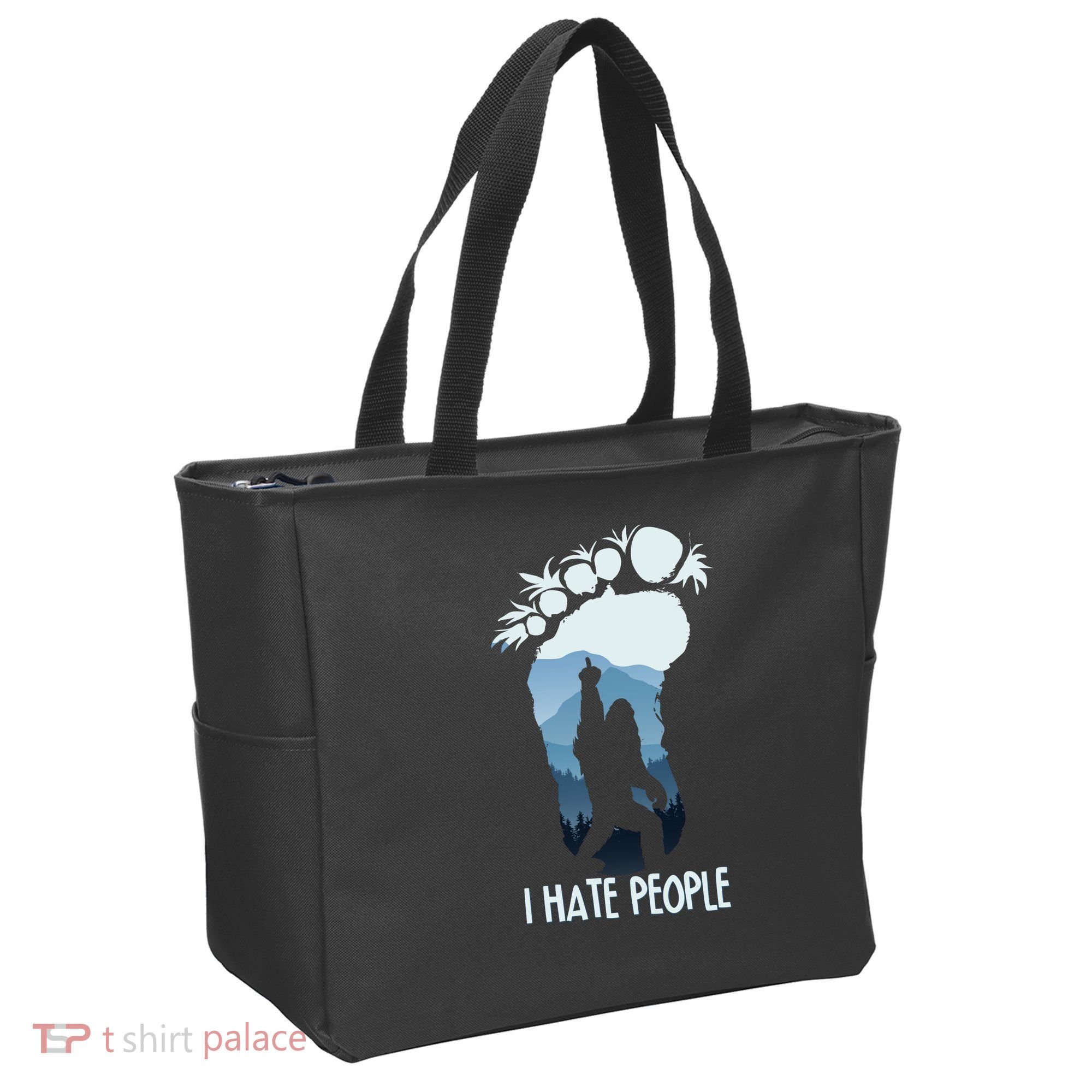 Funny Bigfoot I Hate People Tote Bag