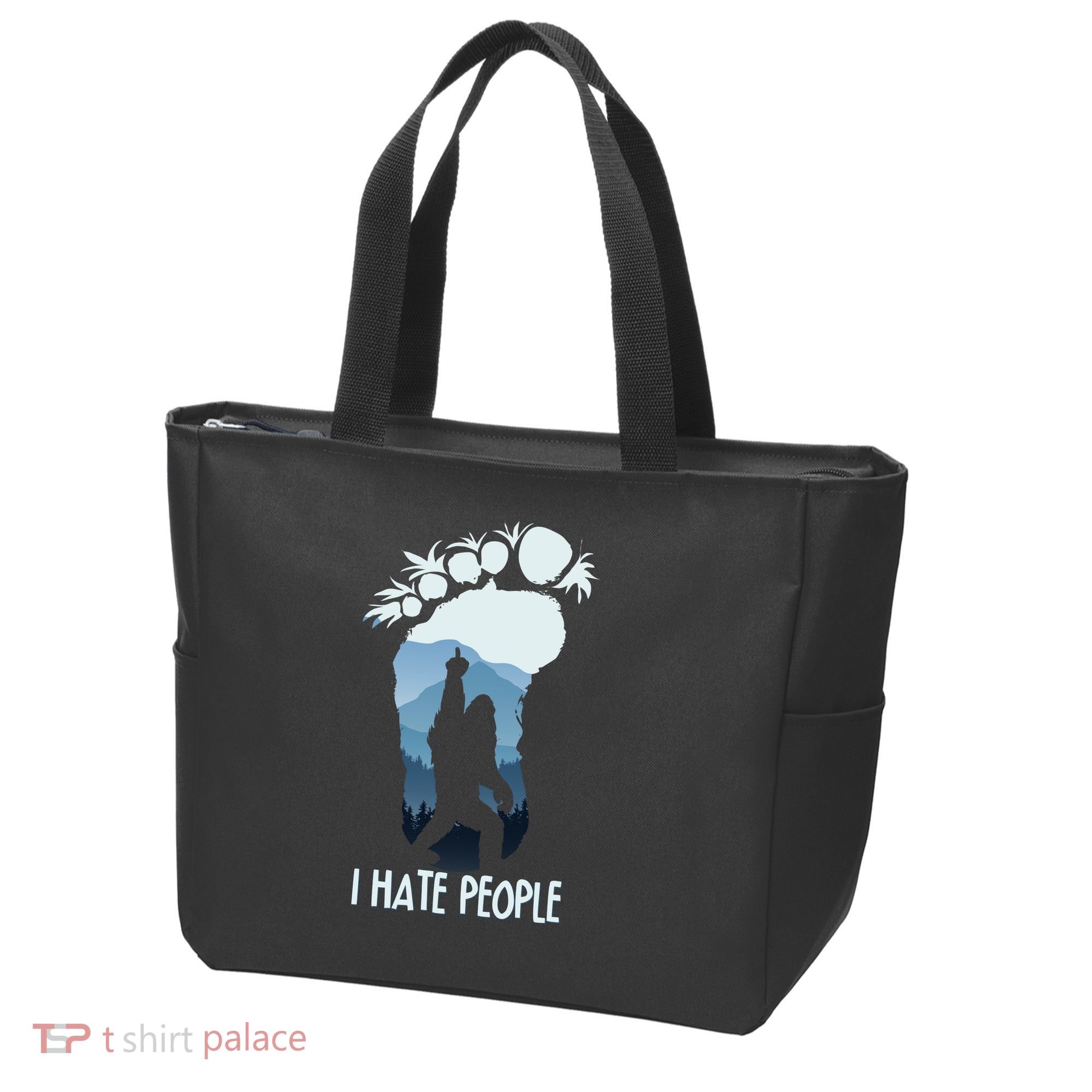 Funny Bigfoot I Hate People Tote Bag