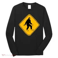 Funny Bigfoot Road Sign Long Sleeve Shirt thumb 0