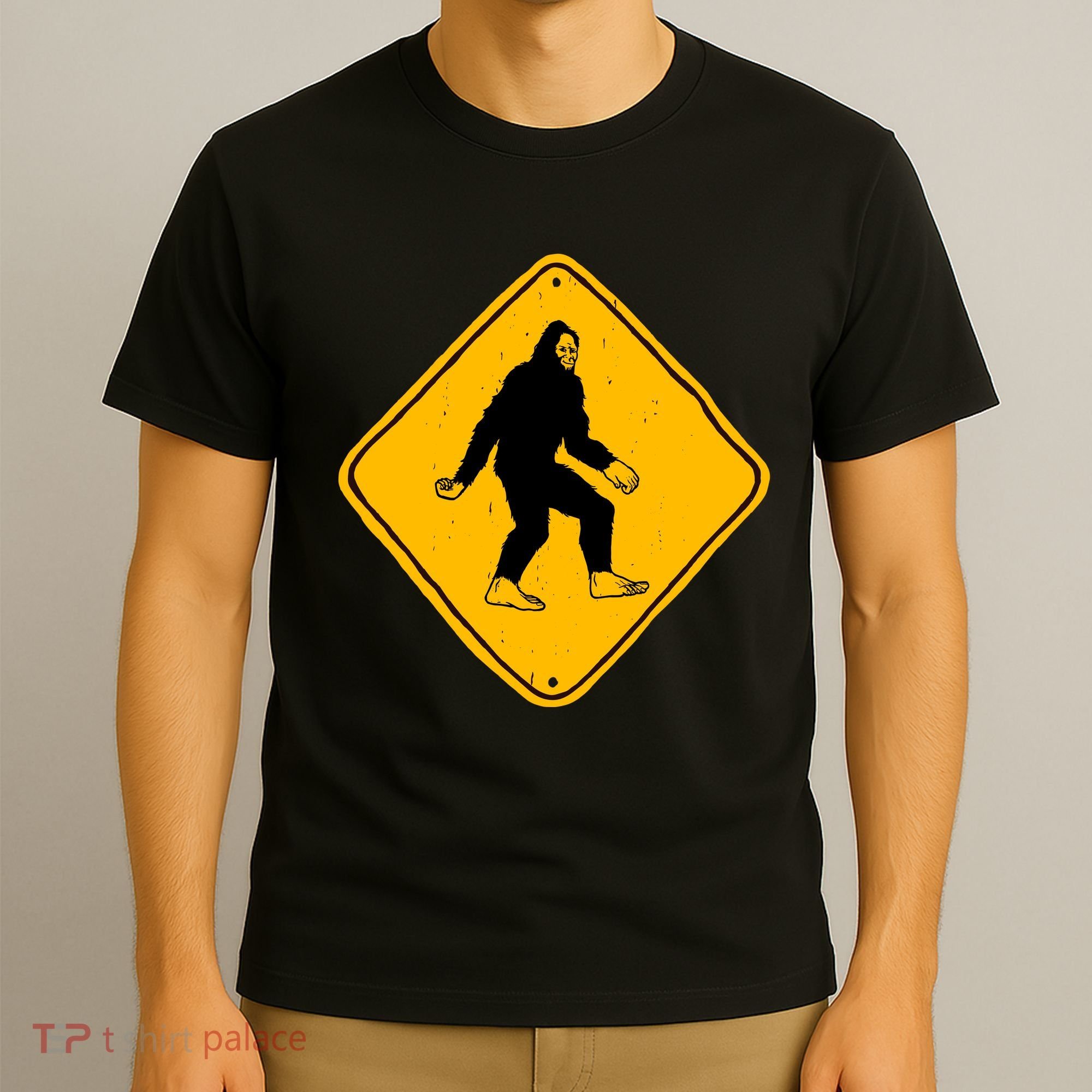 Funny Bigfoot Road Sign T-Shirt