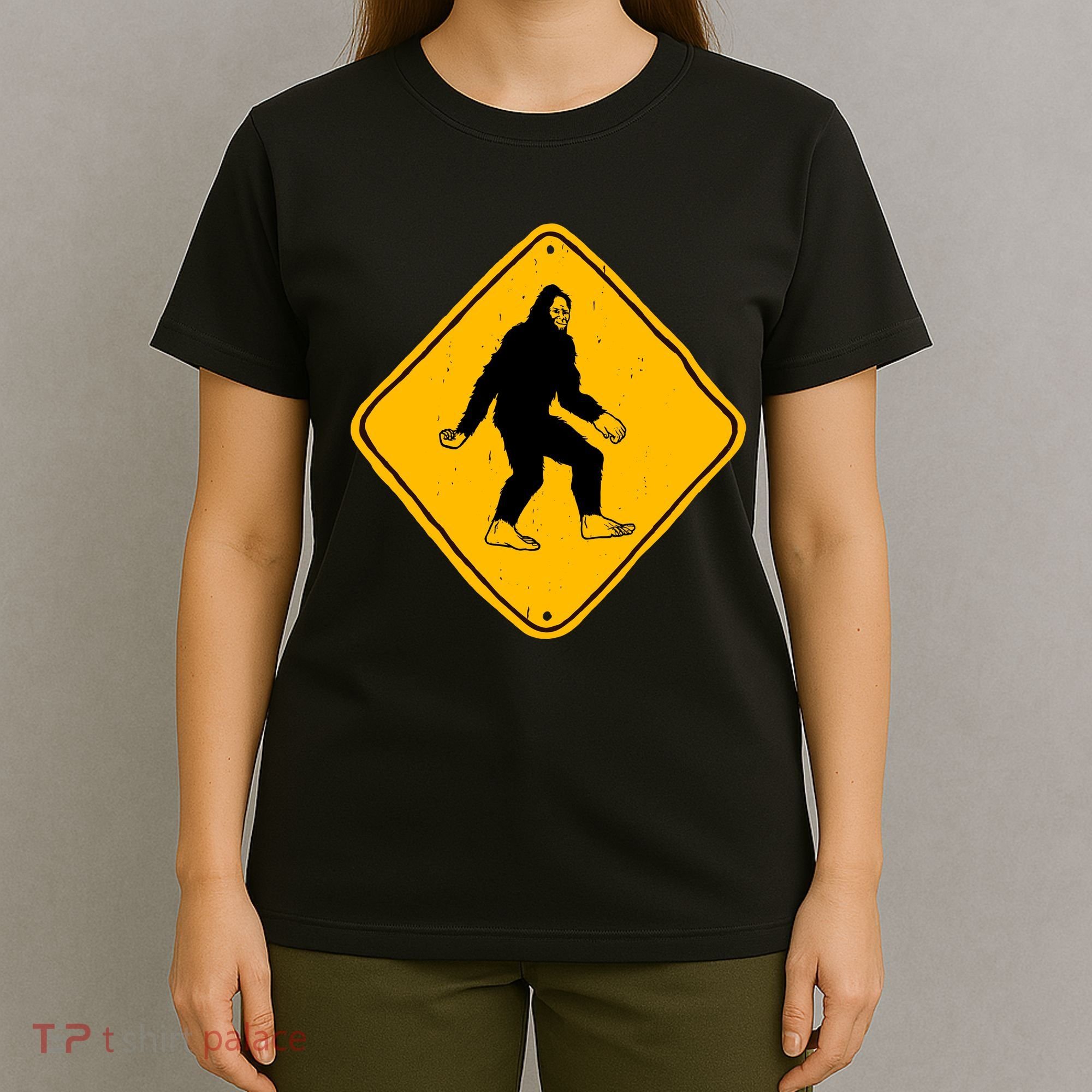 Funny Bigfoot Road Sign T-Shirt