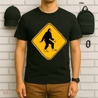 Funny Bigfoot Road Sign T-Shirt thumb 6