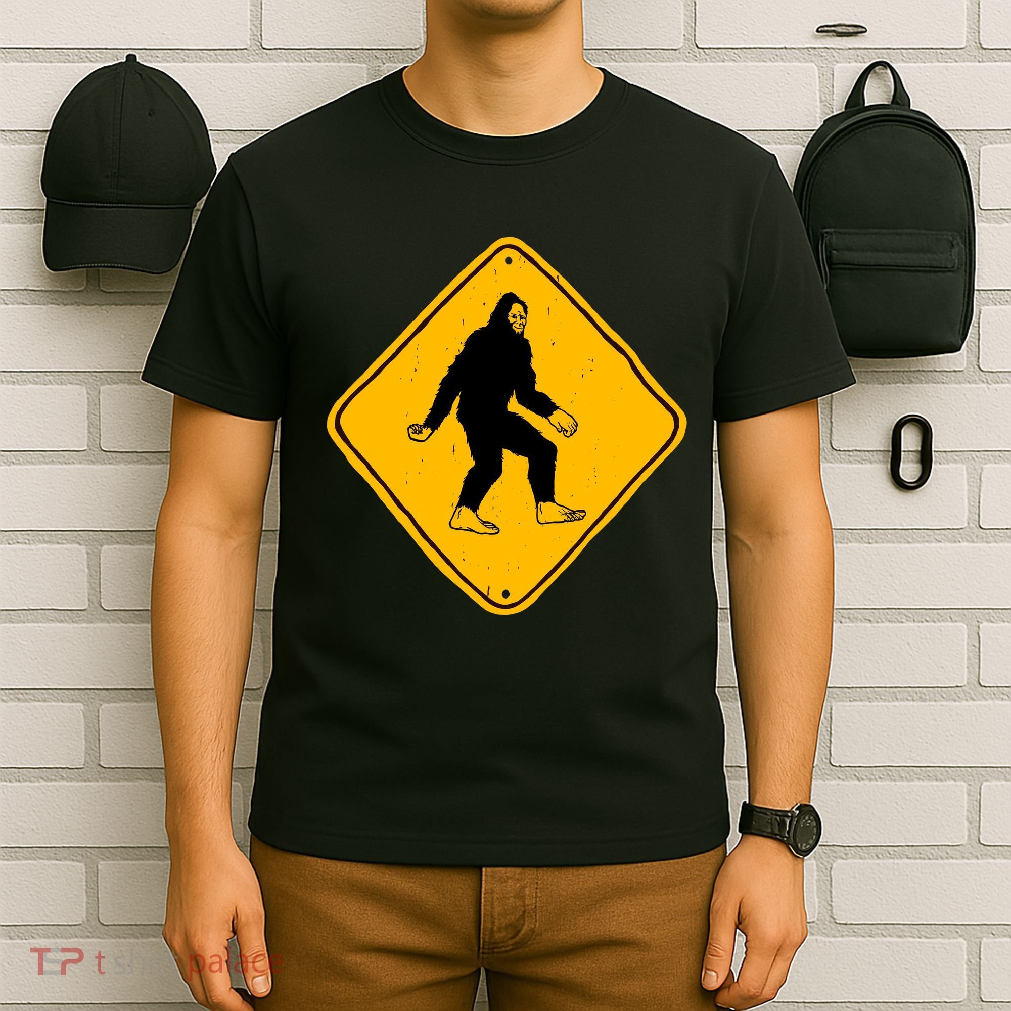 Funny Bigfoot Road Sign T-Shirt