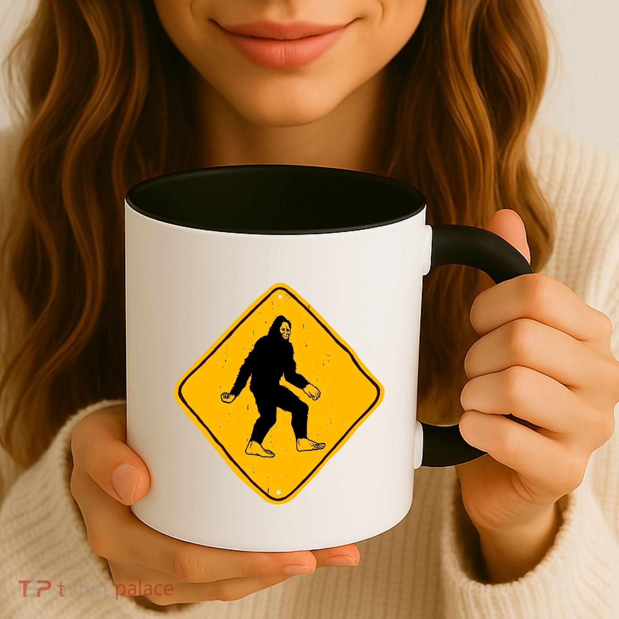 Funny Bigfoot Road Sign Coffee Mug