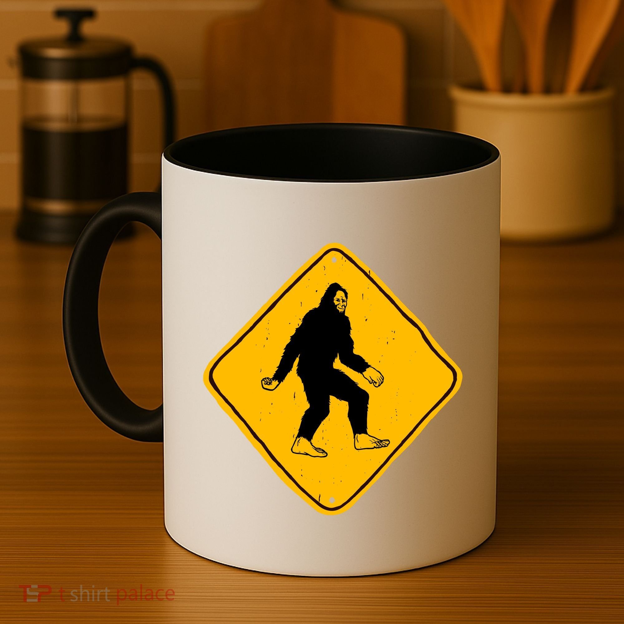 Funny Bigfoot Road Sign Coffee Mug