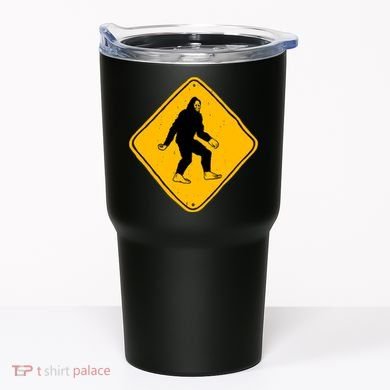 Funny Bigfoot Road Sign Tumbler