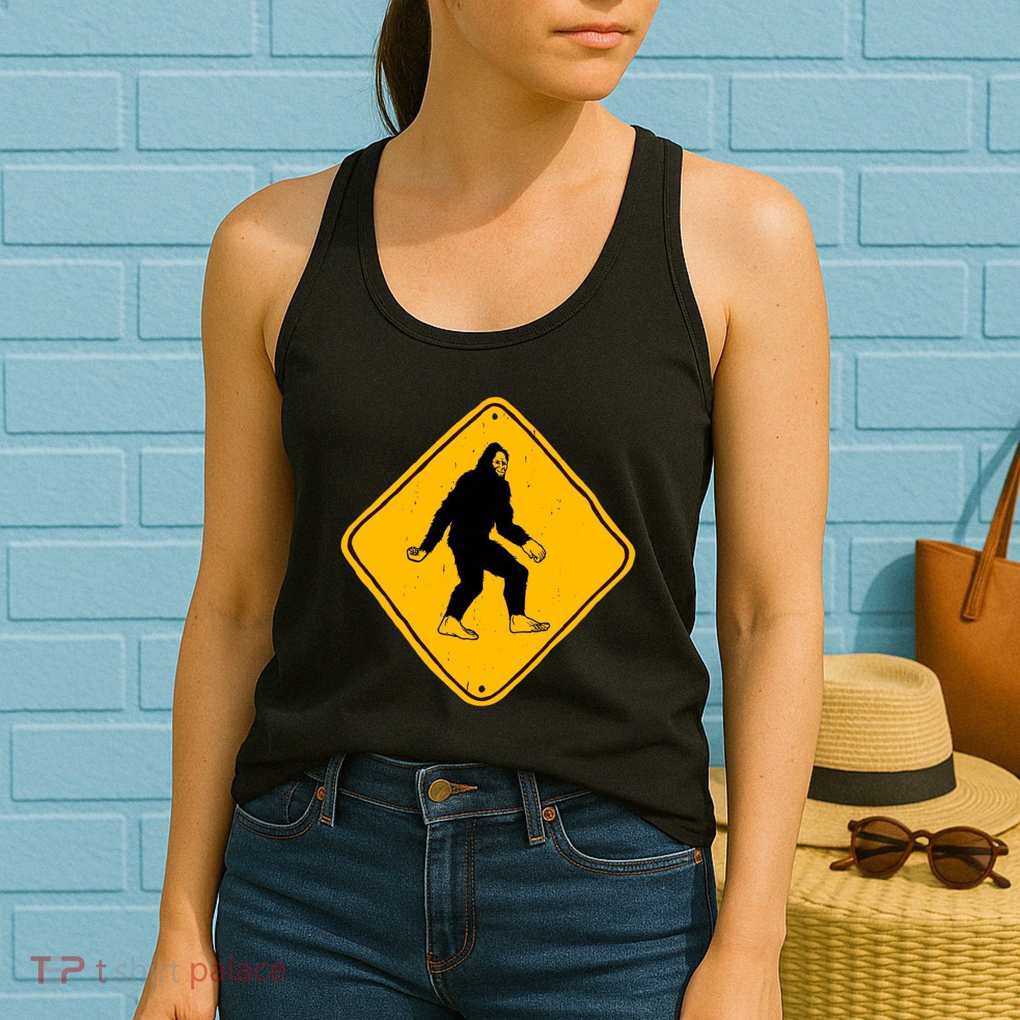 Funny Bigfoot Road Sign Women's Tank Top