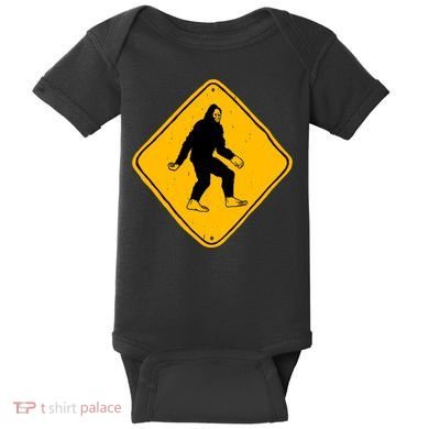 Funny Bigfoot Road Sign Baby Bodysuit