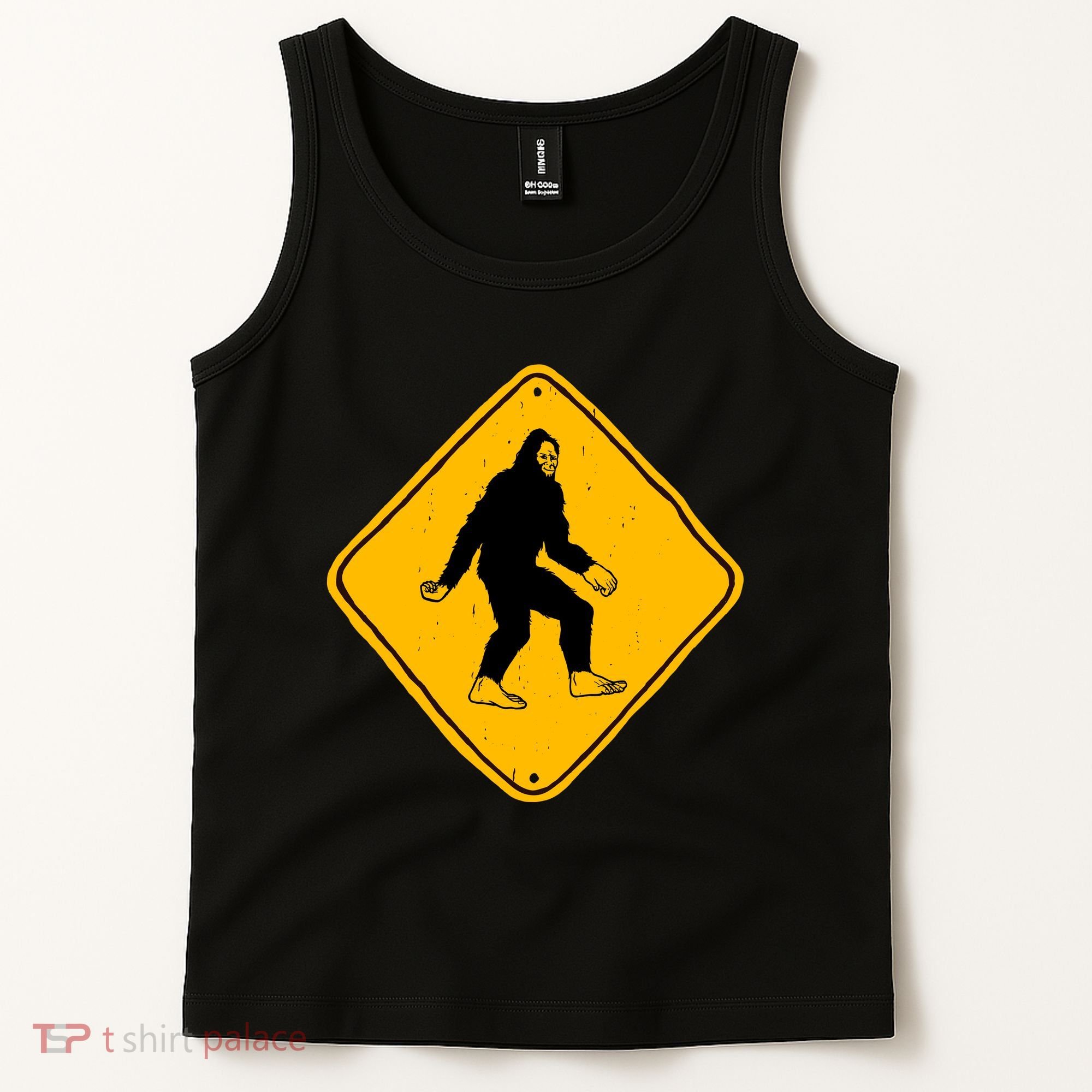 Funny Bigfoot Road Sign Tank Top