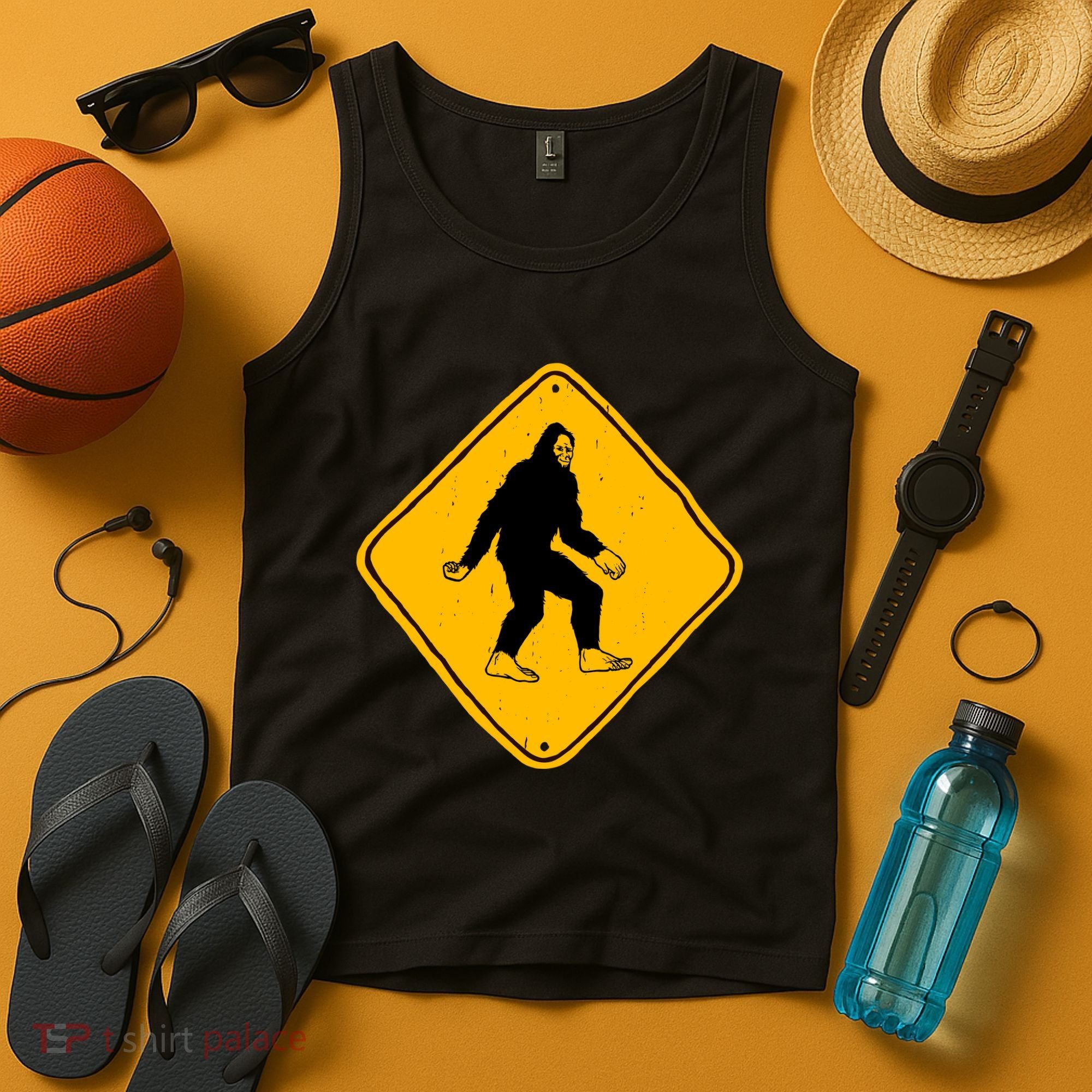 Funny Bigfoot Road Sign Tank Top