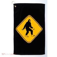 Funny Bigfoot Road Sign Golf Towel thumb 0