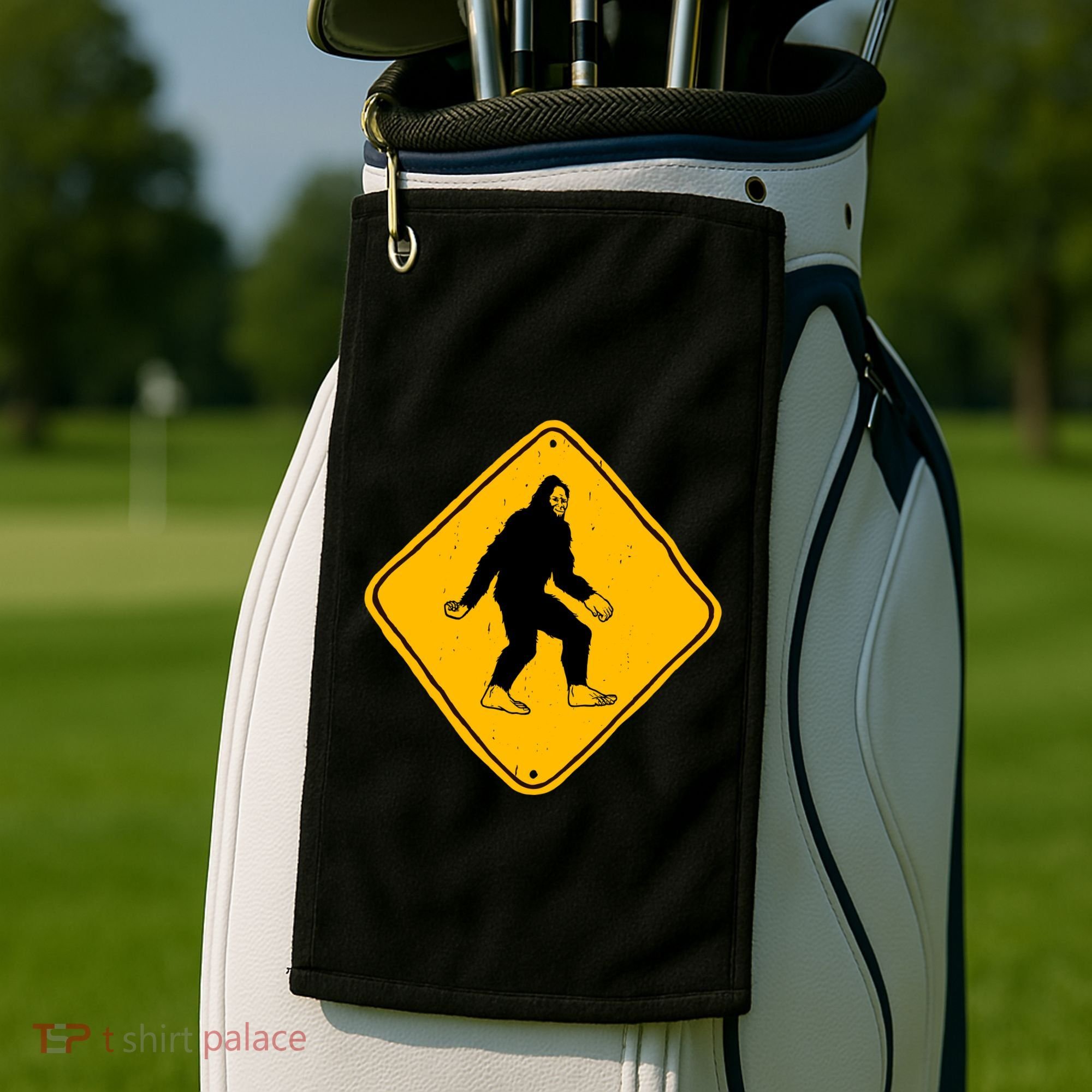 Funny Bigfoot Road Sign Golf Towel