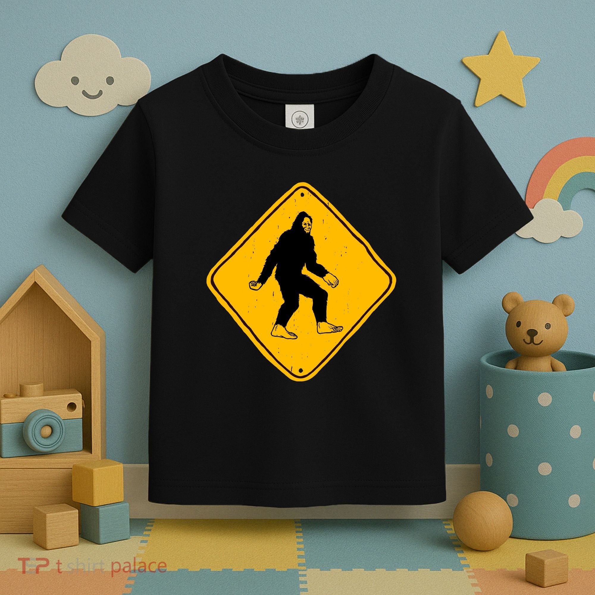 Funny Bigfoot Road Sign Toddler T-Shirt