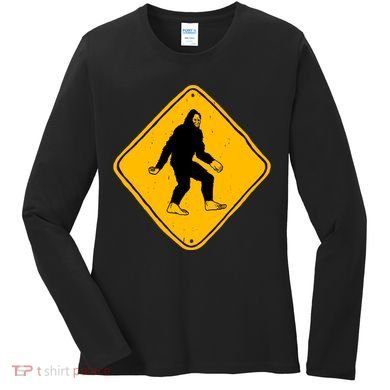 Funny Bigfoot Road Sign Women's Long Sleeve Shirt