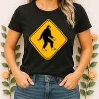 Funny Bigfoot Road Sign Women's T-Shirt thumb 2