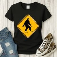Funny Bigfoot Road Sign Women's T-Shirt thumb 3