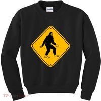 Funny Bigfoot Road Sign Kids Sweatshirt thumb 0