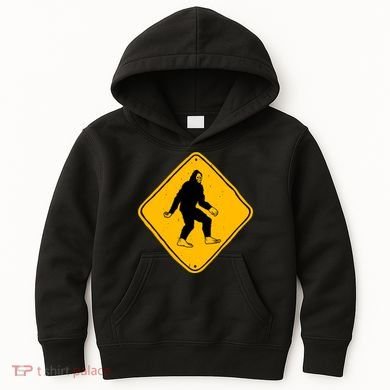 Funny Bigfoot Road Sign Kids Hoodie