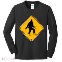 Funny Bigfoot Road Sign Kids Long Sleeve Shirt thumb 0