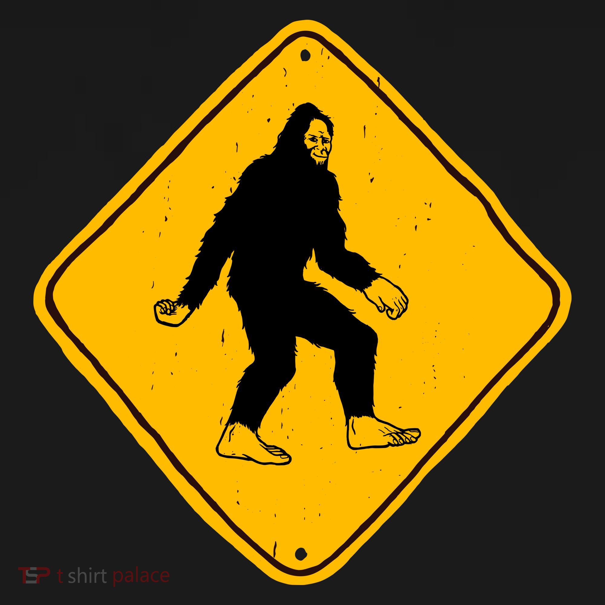 Funny Bigfoot Road Sign Kids Long Sleeve Shirt
