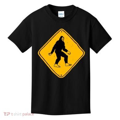 Funny Bigfoot Road Sign Kids T-Shirt