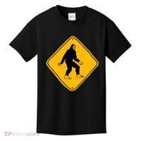 Funny Bigfoot Road Sign Kids T-Shirt thumb 0