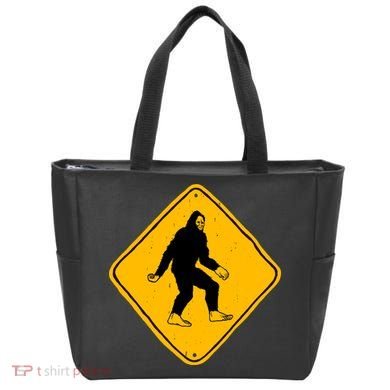 Funny Bigfoot Road Sign Tote Bag