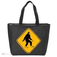 Funny Bigfoot Road Sign Tote Bag thumb 0