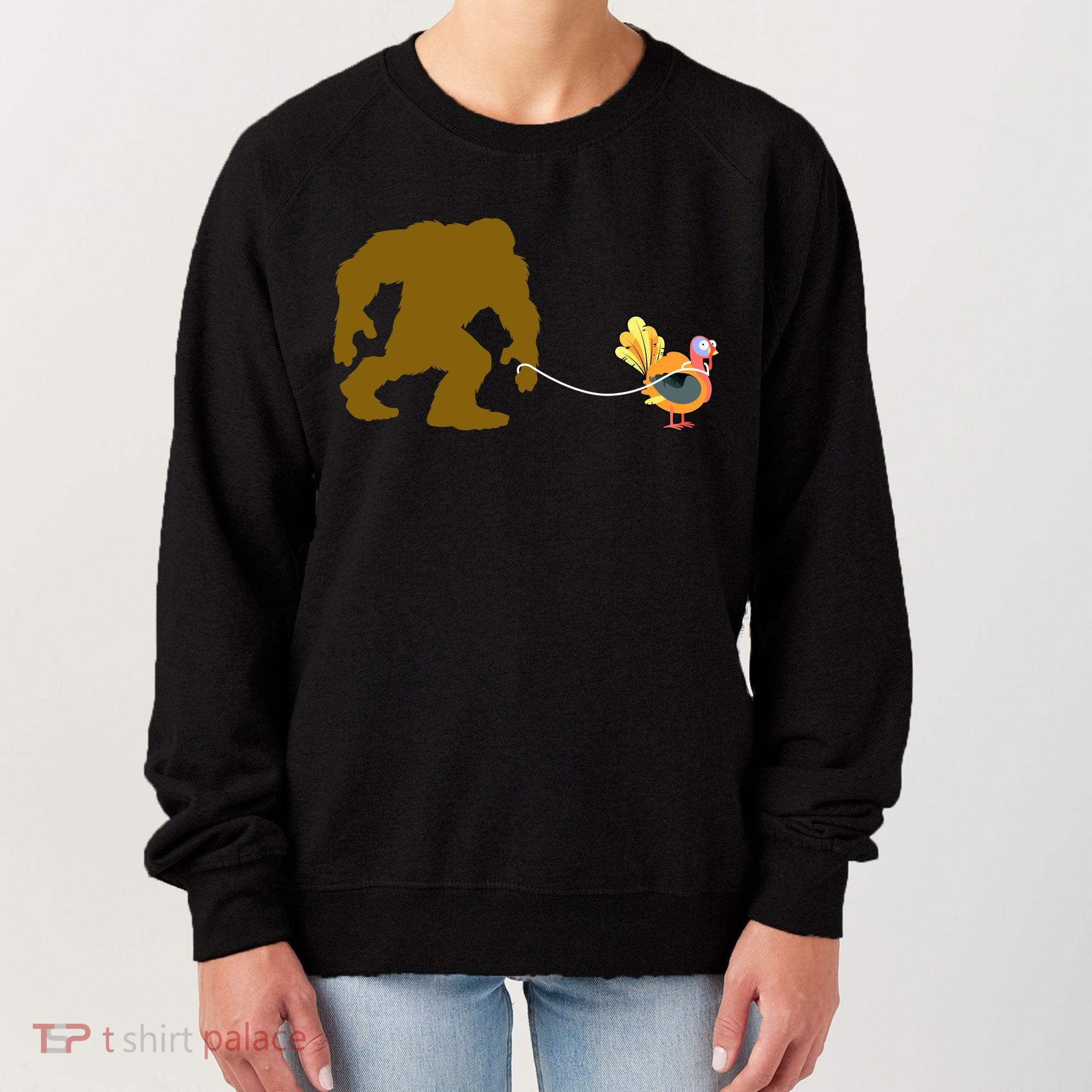 Funny Bigfoot Thanksgiving Turkey Women's Sweatshirt
