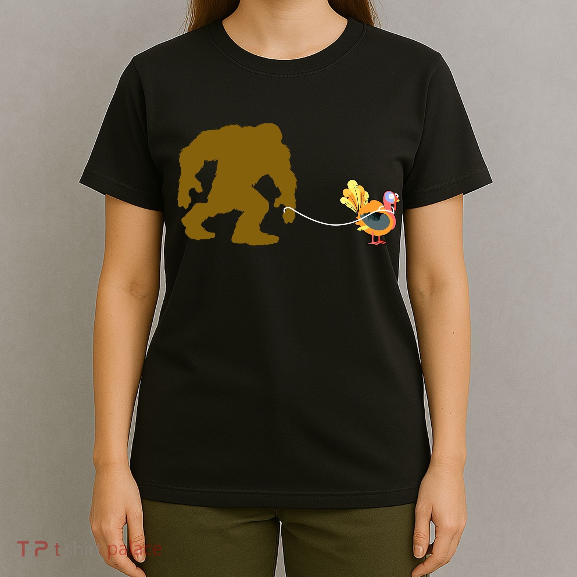 Funny Bigfoot Thanksgiving Turkey T-Shirt