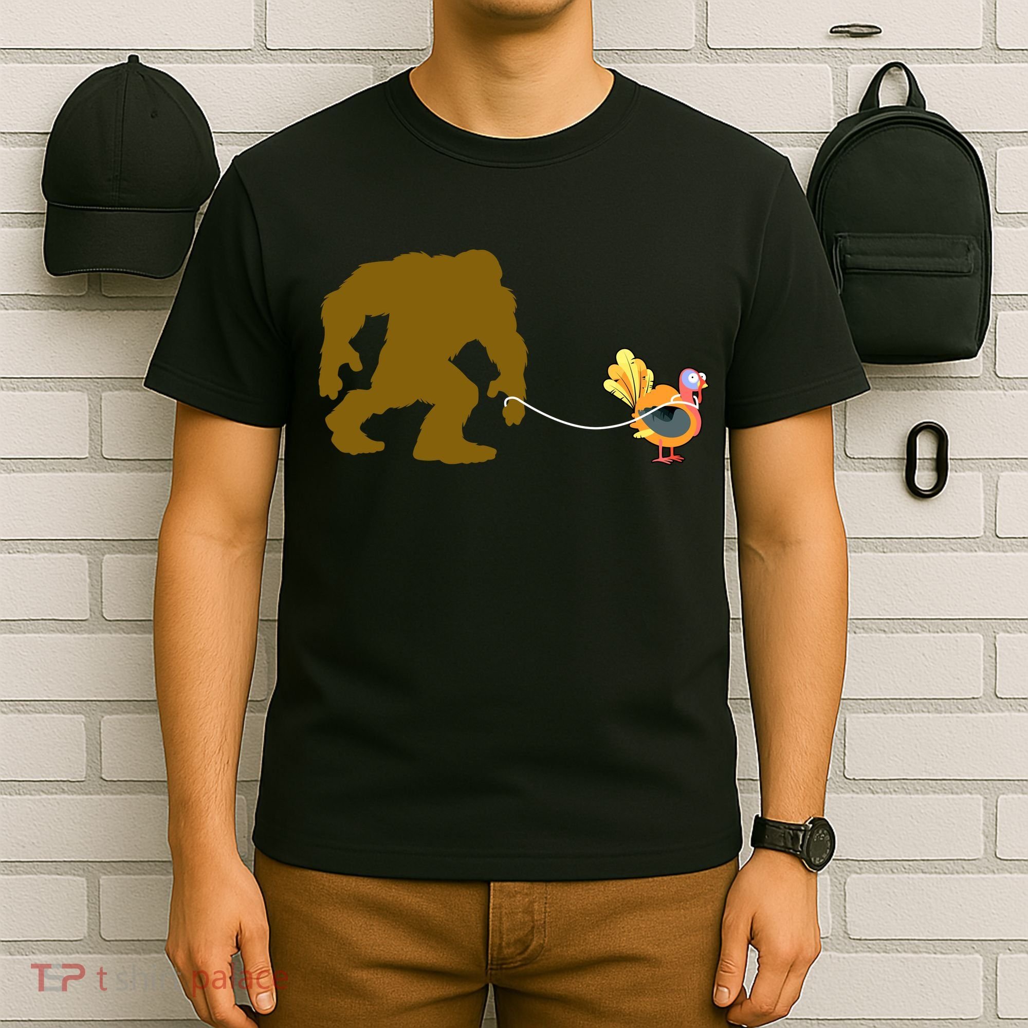 Funny Bigfoot Thanksgiving Turkey T-Shirt