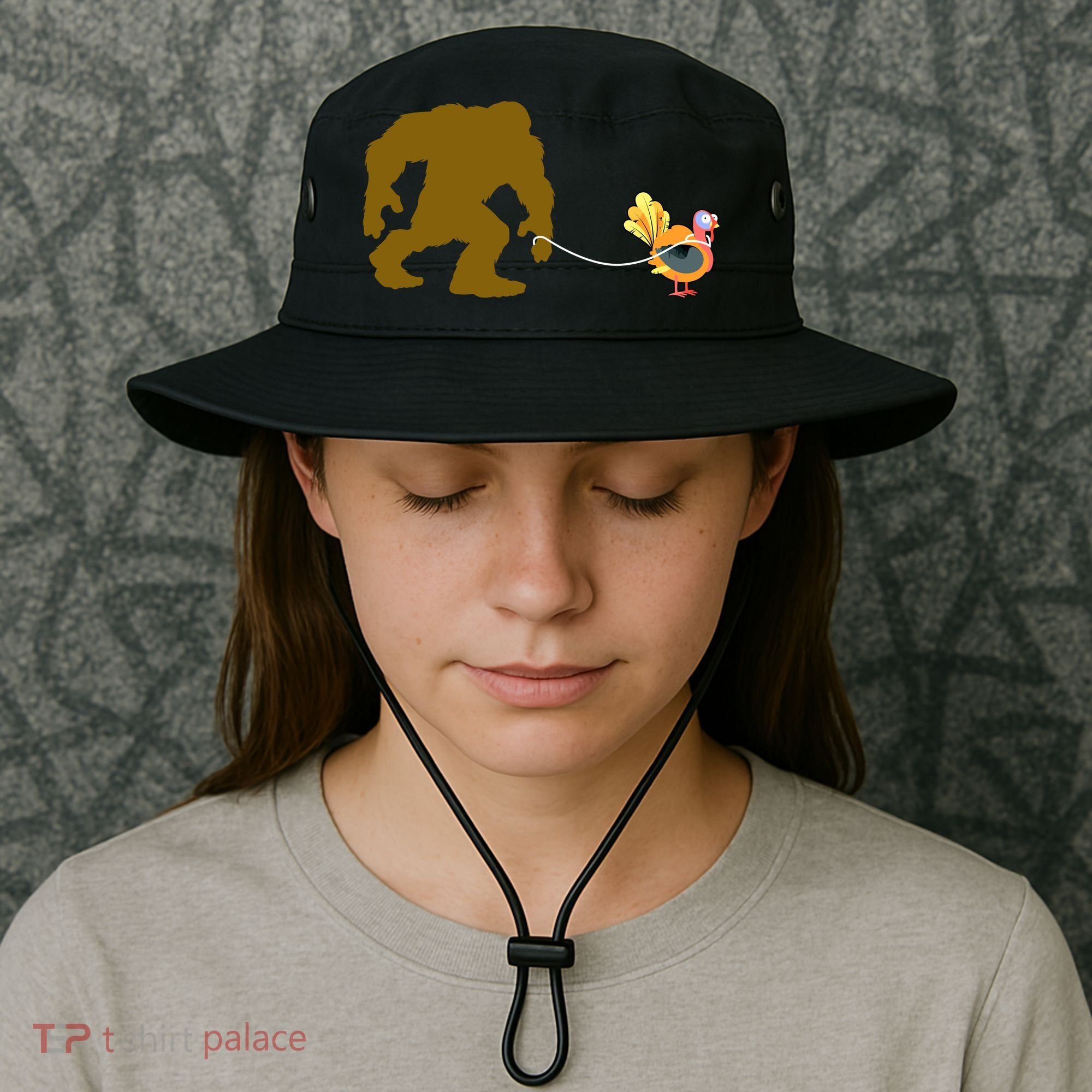 Funny Bigfoot Thanksgiving Turkey Bucket Hat