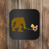 Funny Bigfoot Thanksgiving Turkey Coaster thumb 0