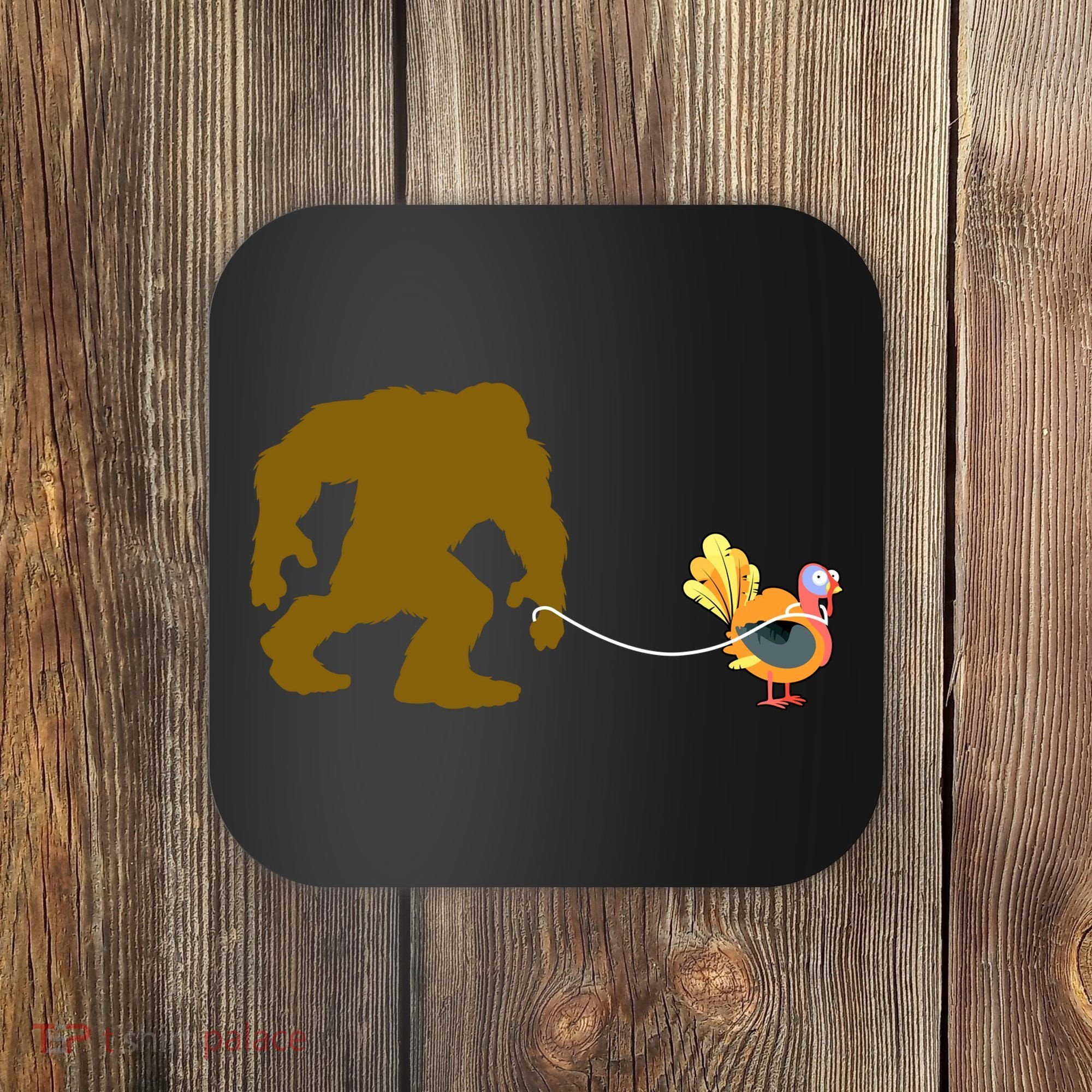 Funny Bigfoot Thanksgiving Turkey Coaster