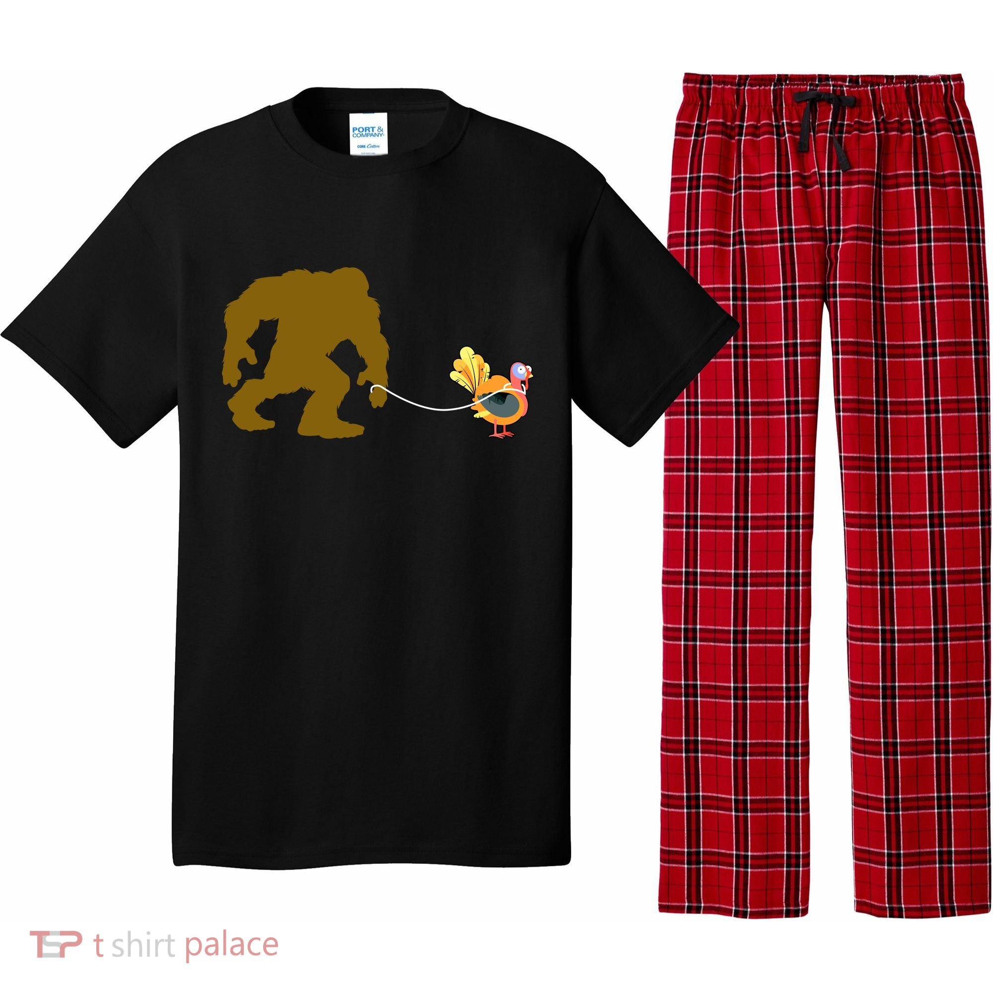 Funny Bigfoot Thanksgiving Turkey Pajama Set