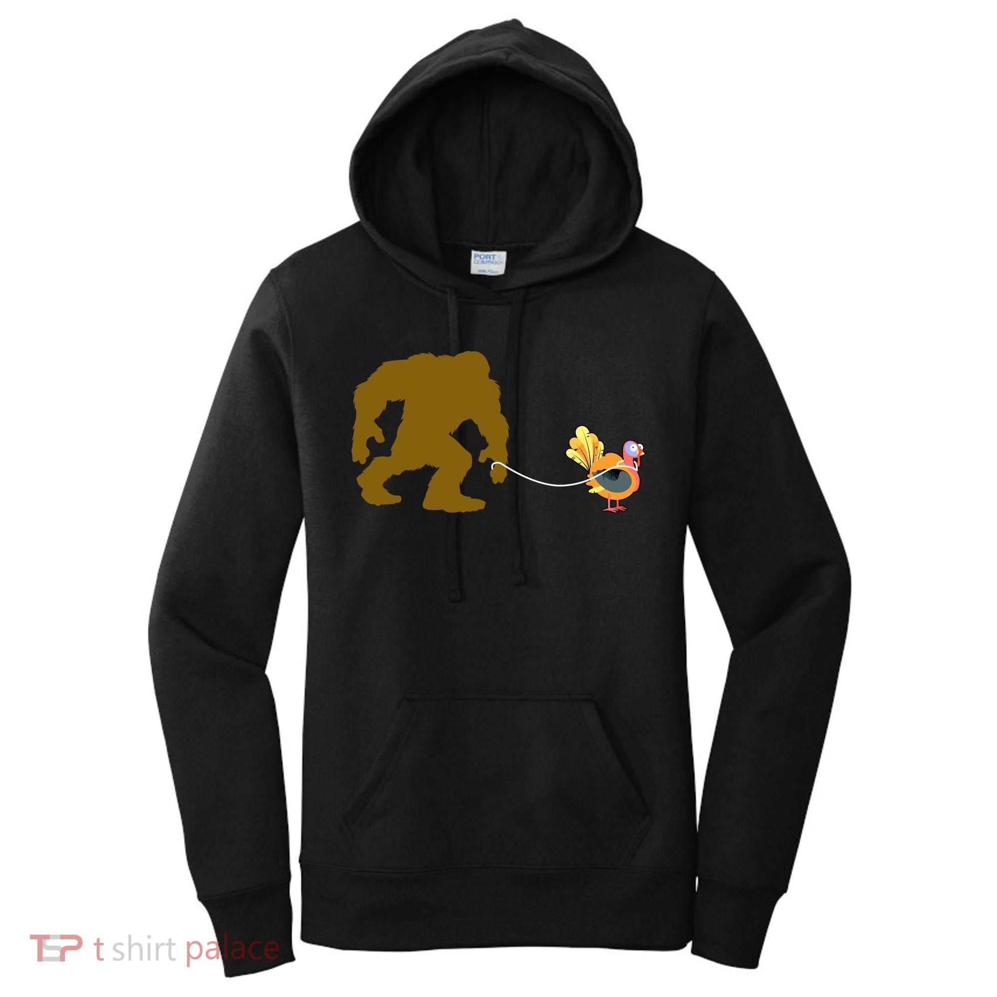 Funny Bigfoot Thanksgiving Turkey Women's Hoodie