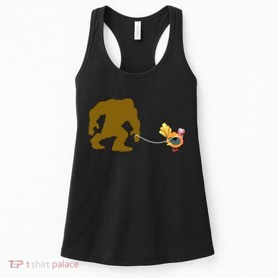 Funny Bigfoot Thanksgiving Turkey Women's Tank Top