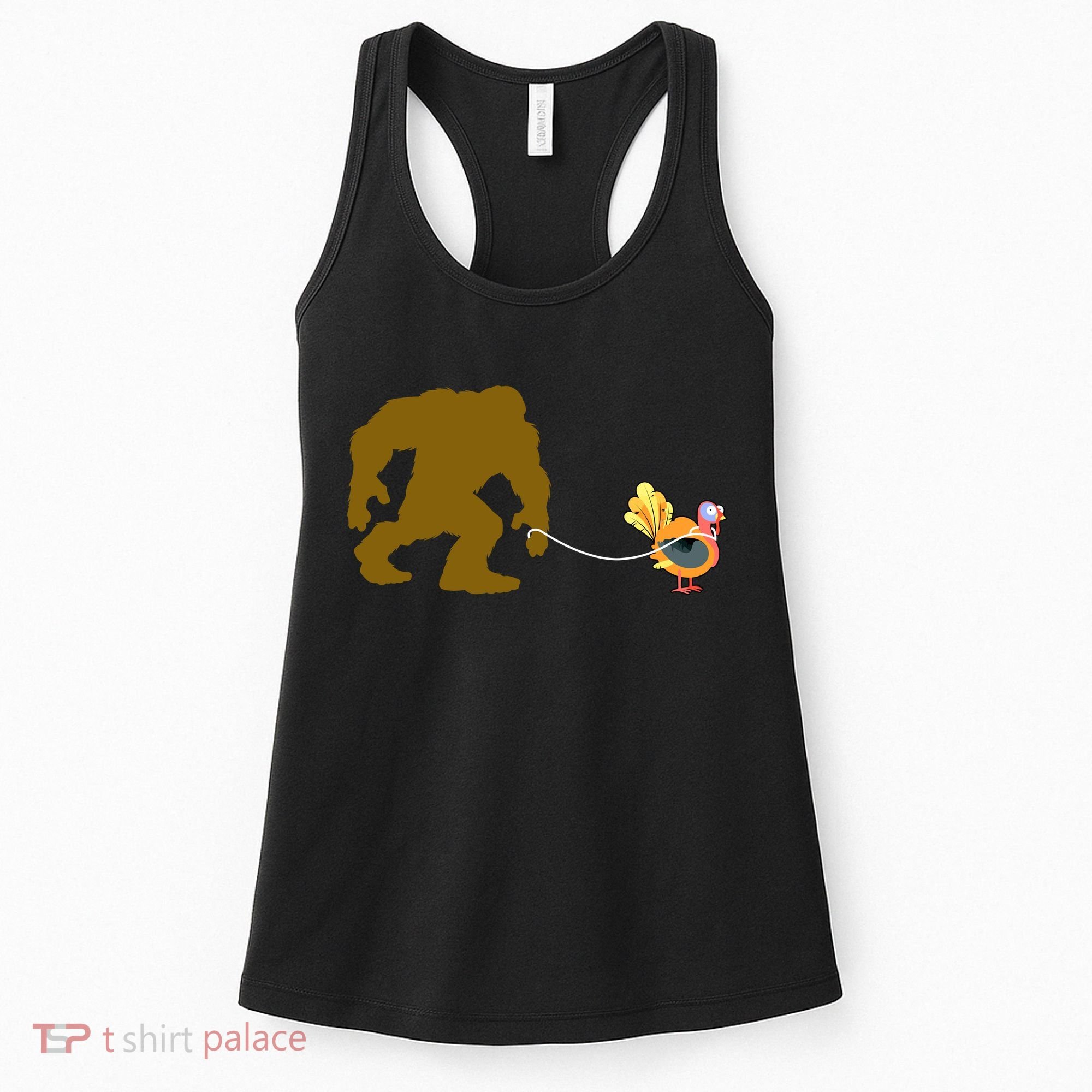 Funny Bigfoot Thanksgiving Turkey Women's Tank Top