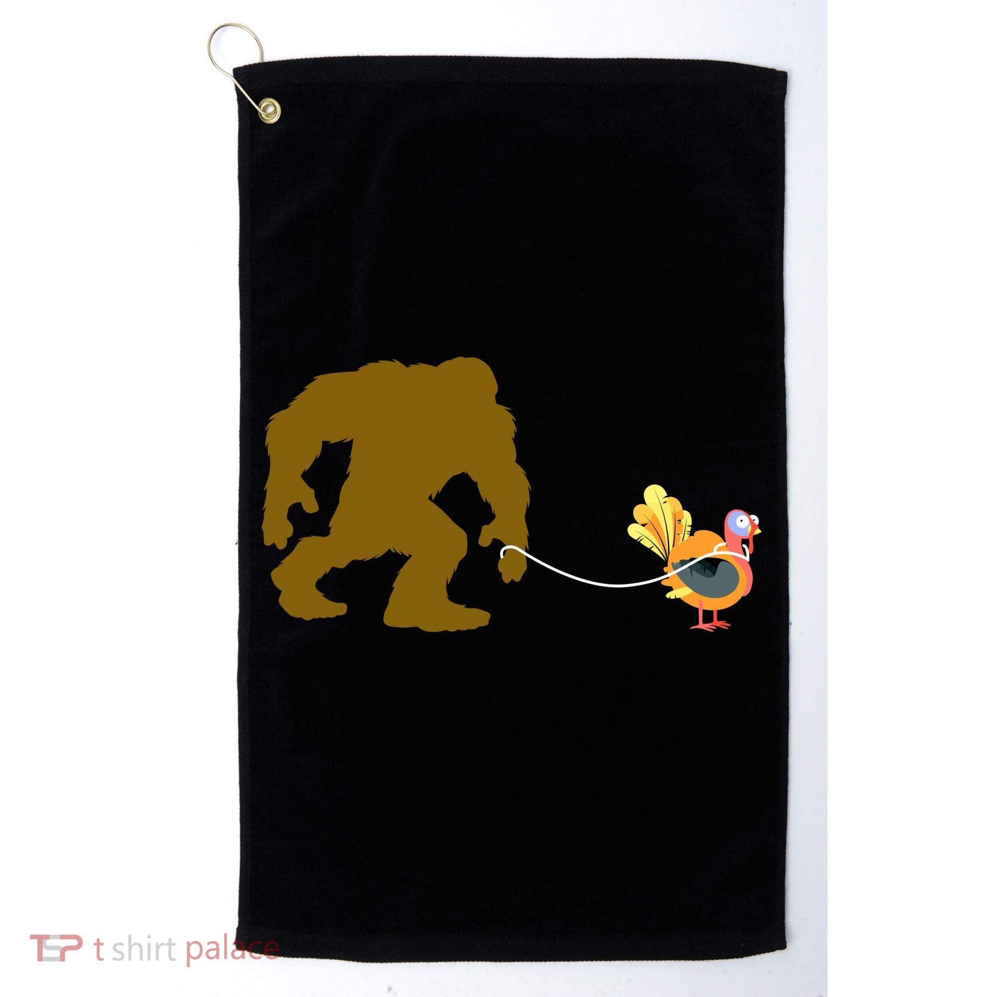 Funny Bigfoot Thanksgiving Turkey Golf Towel