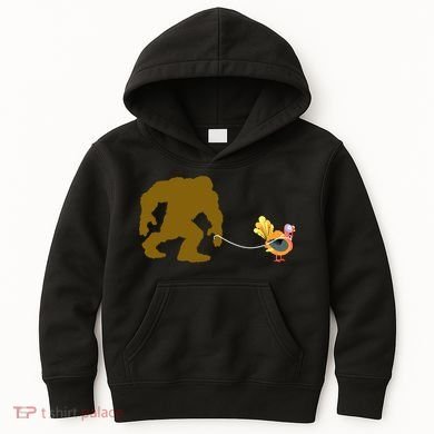 Funny Bigfoot Thanksgiving Turkey Kids Hoodie