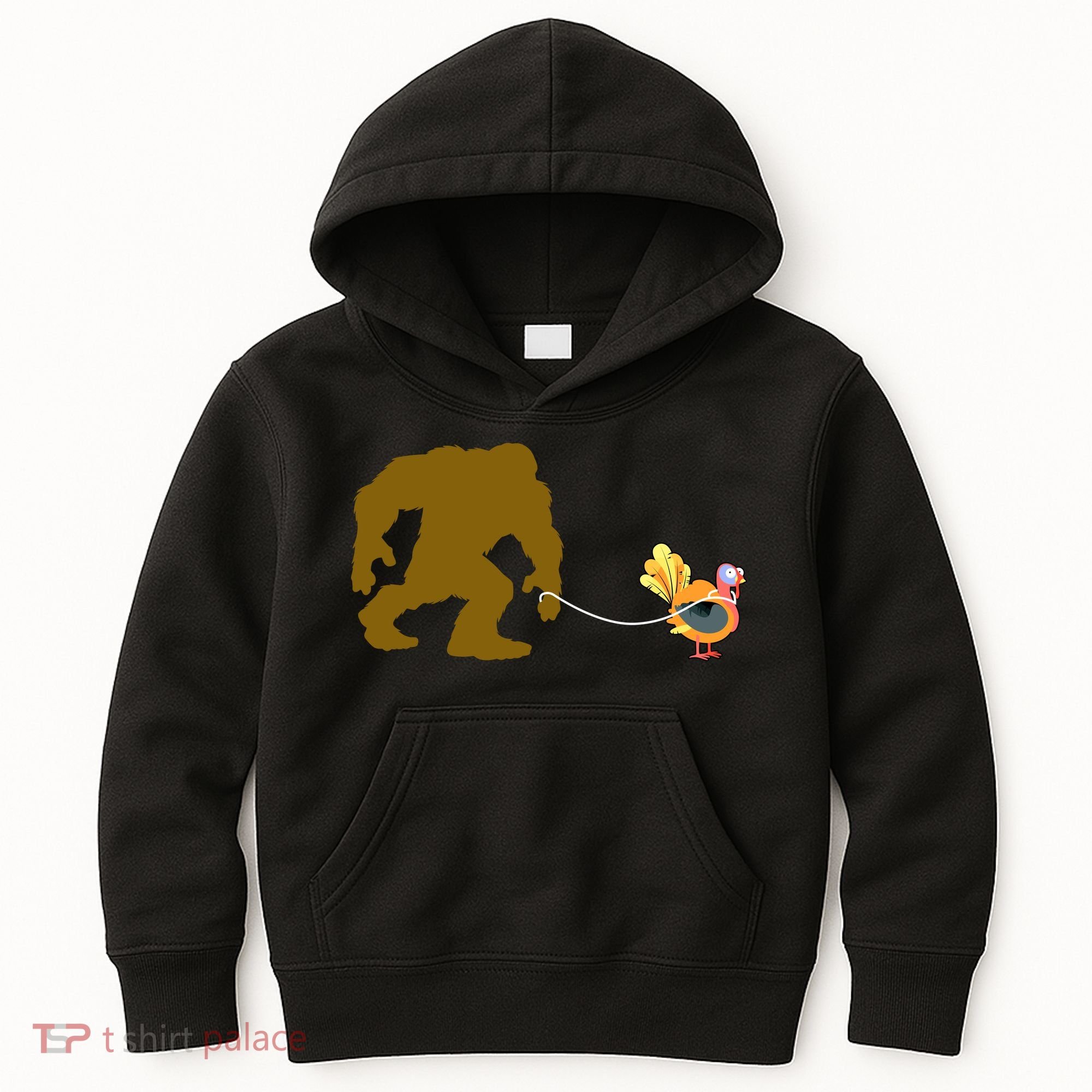 Funny Bigfoot Thanksgiving Turkey Kids Hoodie