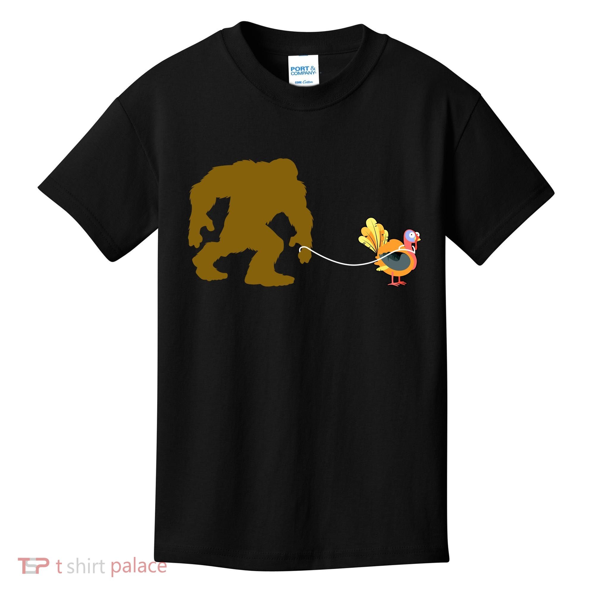 Funny Bigfoot Thanksgiving Turkey Kids T-Shirt