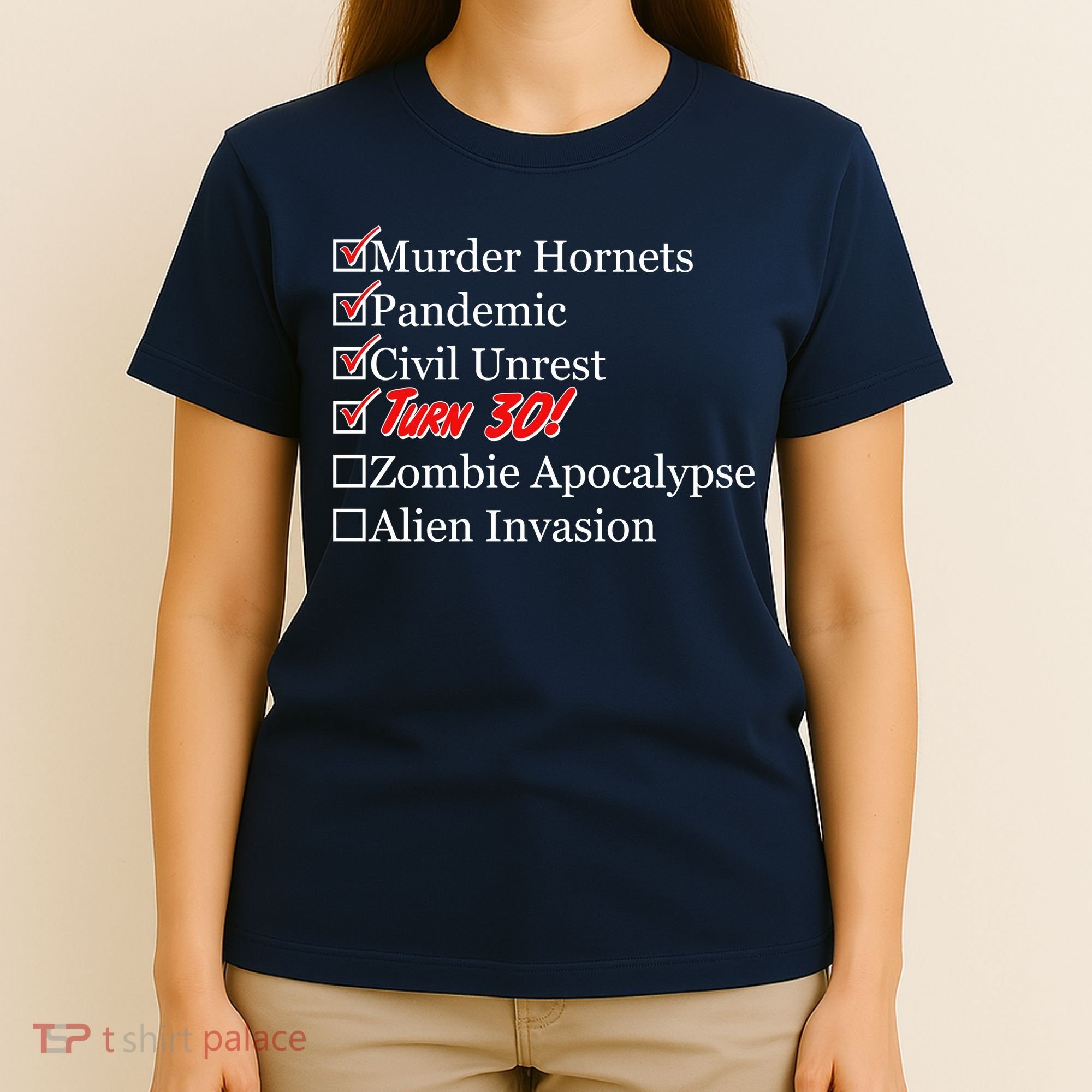 Funny Birthday In Quarantine Checklist 30th Birthday T-Shirt