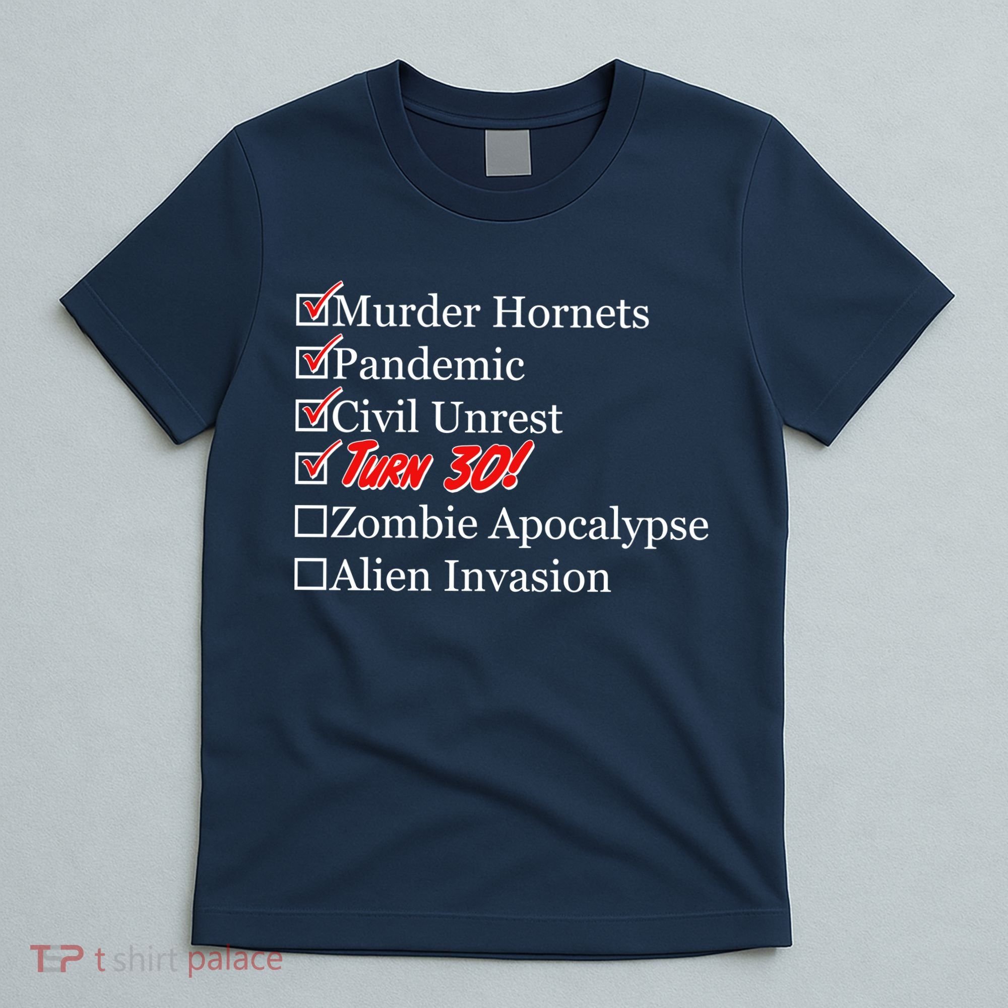 Funny Birthday In Quarantine Checklist 30th Birthday T-Shirt