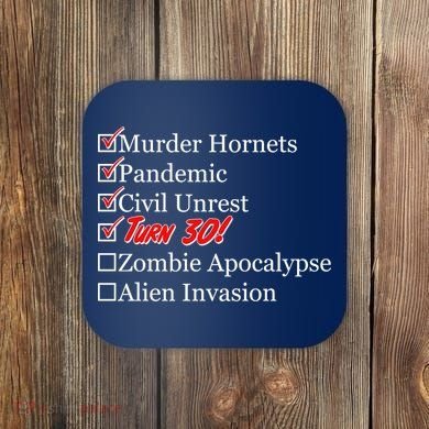 Funny Birthday In Quarantine Checklist 30th Birthday Coaster