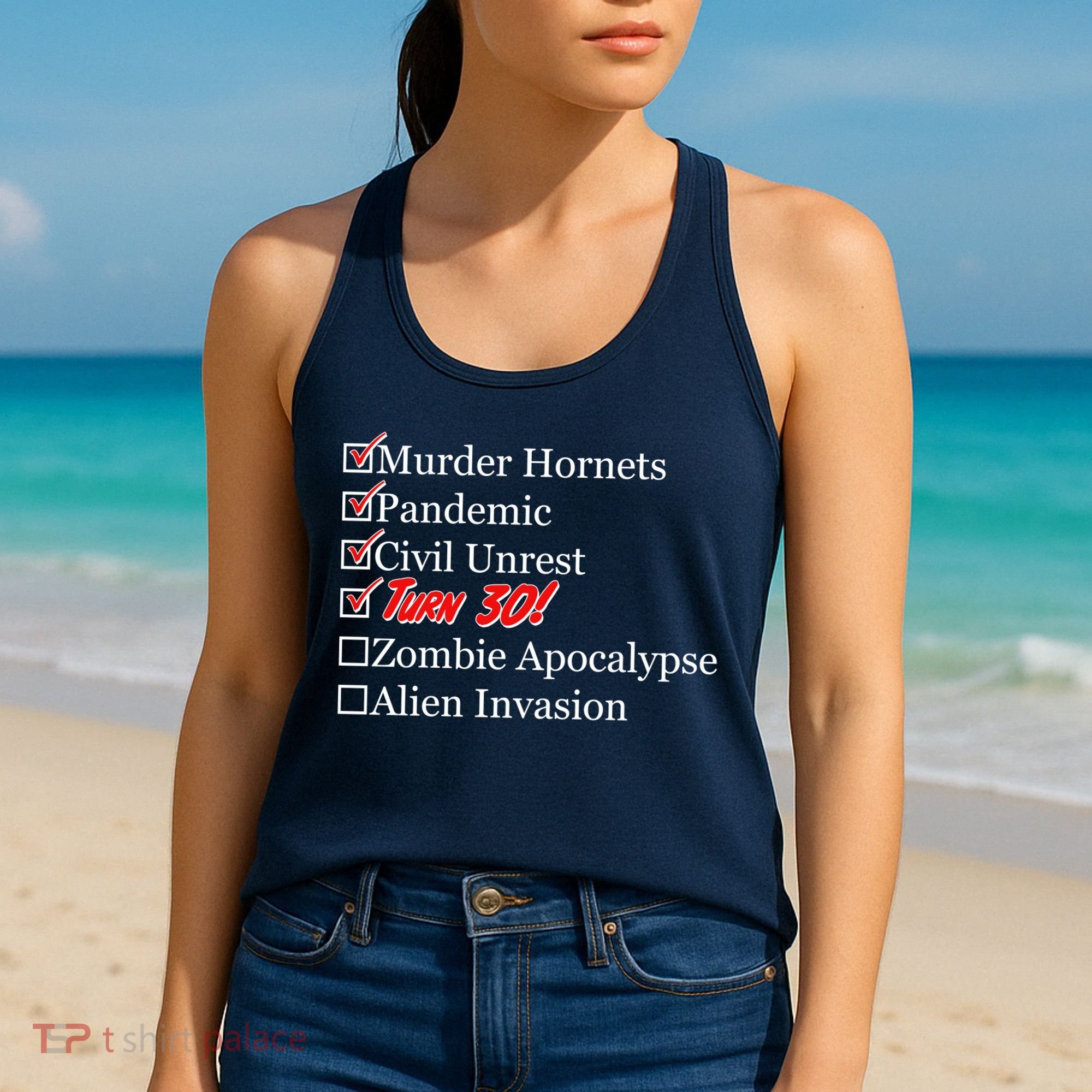 Funny Birthday In Quarantine Checklist 30th Birthday Women's Tank Top